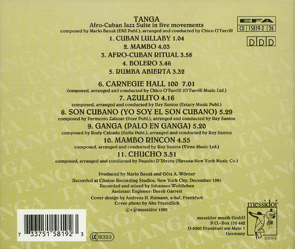 Mario Bauzá And His Afro-Cuban Jazz Orchestra ~ Tanga (Vinyl) - Djungel & Jazz