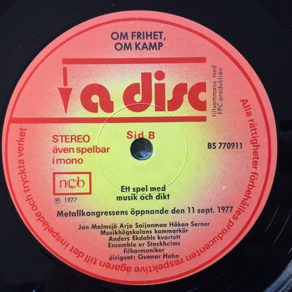Various ~ Om Frihet, Om Kamp (Ett Spel Med Musik Och Dikt) (Vinyl) - Djungel & Jazz