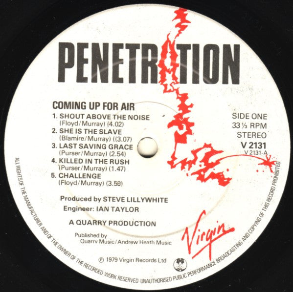 Penetration (2) : Coming Up For Air (LP, Album)