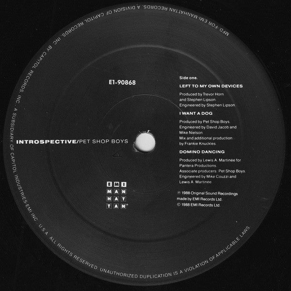 Pet Shop Boys : Introspective (LP, Album, Bla)