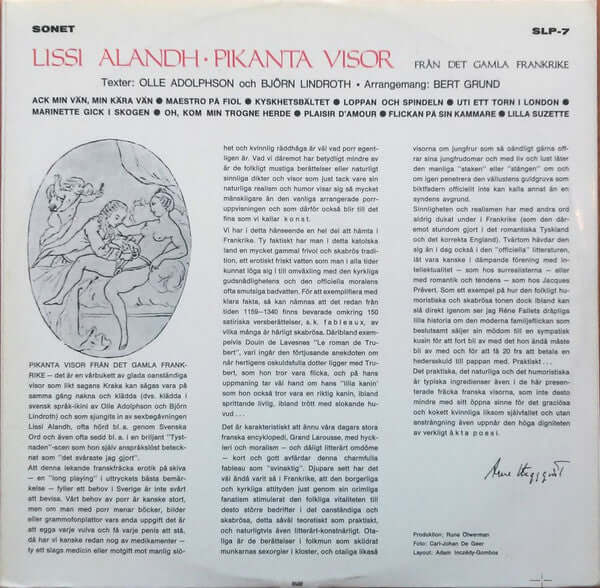 Lissi Alandh : Pikanta Visor Från Det Gamla Frankrike (LP, Album)