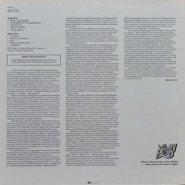 The Serge Chaloff Sextet : Boston Blow-Up! (LP, Album, RE)