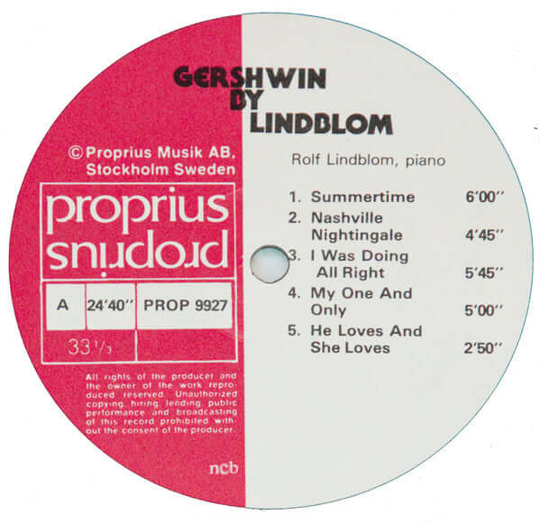 Rolf Lindblom : Gershwin By Lindblom (LP)