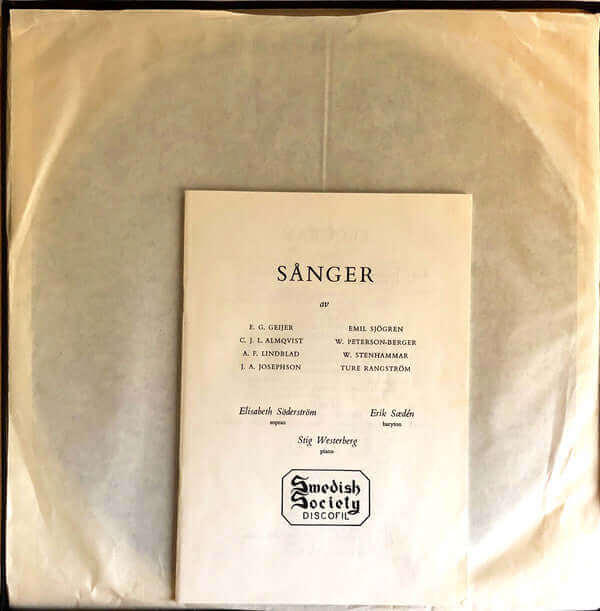 Elisabeth Söderström, Erik Saedén : Sånger av Geijer, Almqvist, Stenhammar (2xLP, Mono)