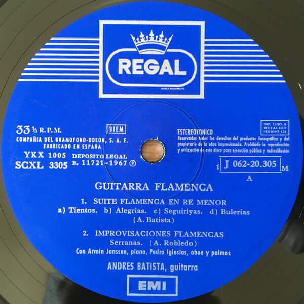 Andrés Batista ~ Guitarra Flamenca (Vinyl) - Djungel & Jazz
