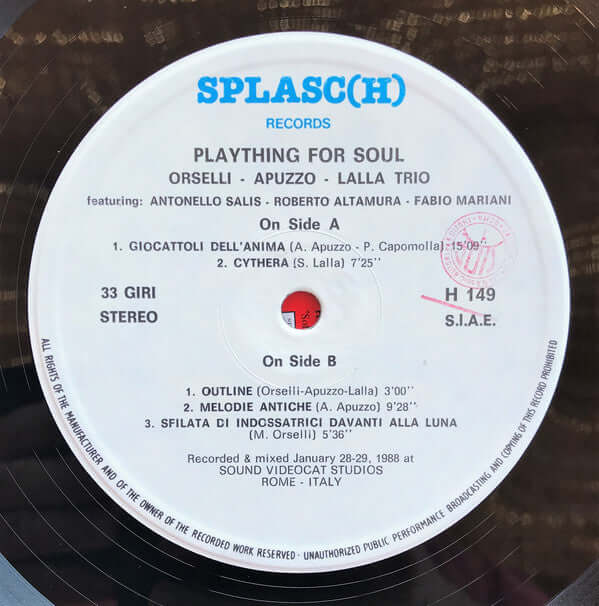Orselli Apuzzo Lalla Trio ~ Plaything For Soul (Vinyl) - Djungel & Jazz