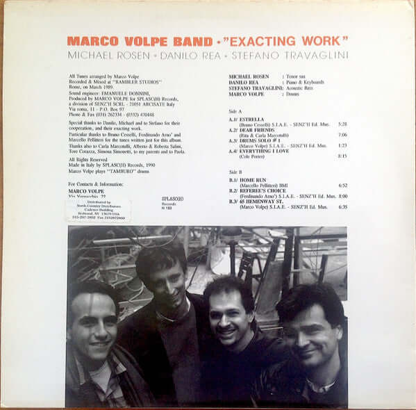 Marco Volpe Band – Michael Rosen, Danilo Rea, Stefano Travaglini  ~ Exacting Work (Vinyl) - Djungel & Jazz