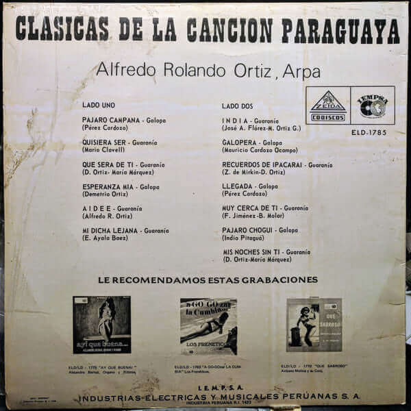 Alfredo Rolando Ortiz ~ Clasicas De La Canción Paraguaya (Vinyl) - Djungel & Jazz