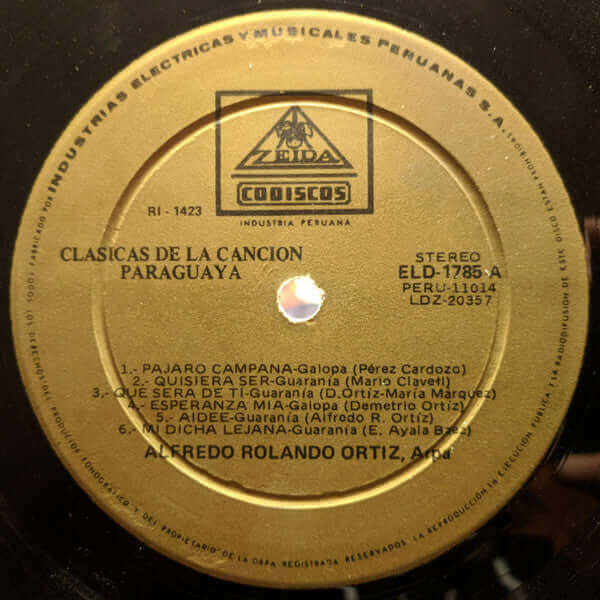 Alfredo Rolando Ortiz ~ Clasicas De La Canción Paraguaya (Vinyl) - Djungel & Jazz