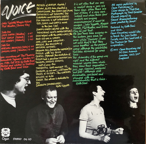 Voice (8), Julie Tippetts, Maggie Nicols, Phil Minton, Brian Eley : Voice (LP)