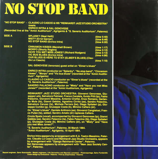 Claudio Lo Cascio , Meets Enrico Intra, Sal Genovese ~ No Stop Band (Vinyl) - Djungel & Jazz
