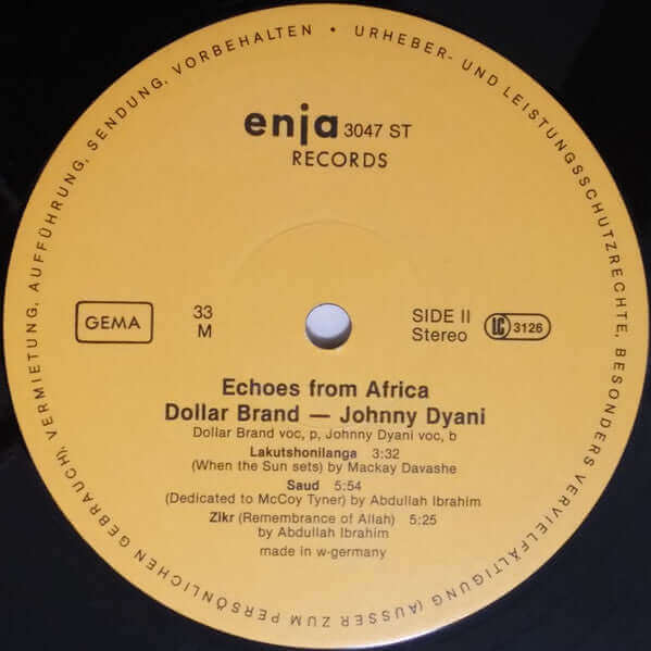 Abdullah Ibrahim / Dollar Brand, Johnny Dyani : Echoes From Africa (LP, Album)