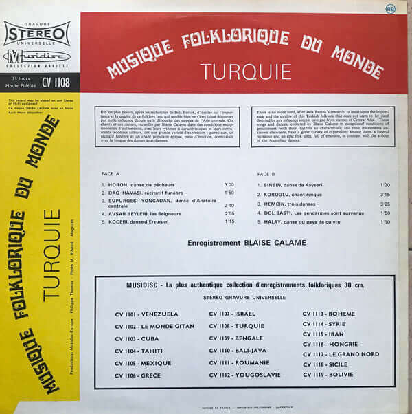 Blaise Calame ~ Turquie (Vinyl) - Djungel & Jazz