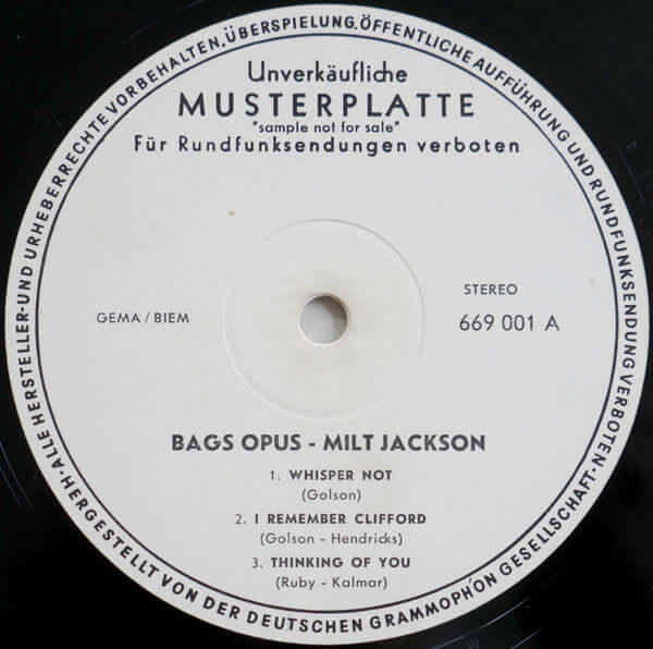 Milt Jackson ~ Bag Opus (Vinyl) - Djungel & Jazz