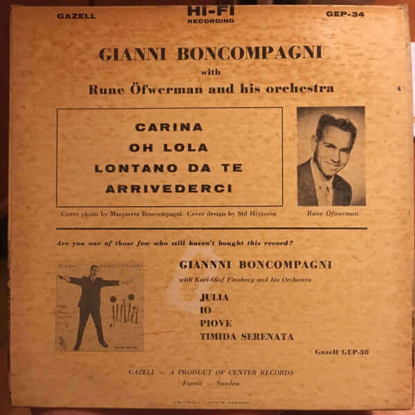 Gianni Boncompagni, Rune Öfwerman ~ Oh Lola (Vinyl) - Djungel & Jazz