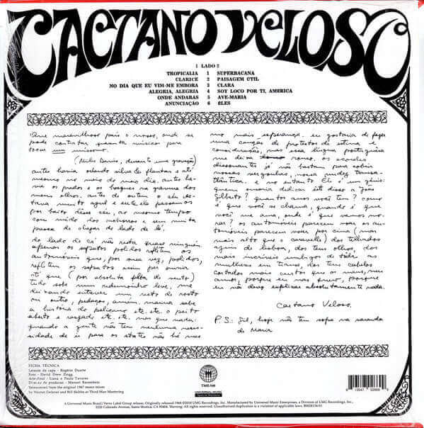 Caetano Veloso : Caetano Veloso (LP, Album, Mono, RE, RM, 180)