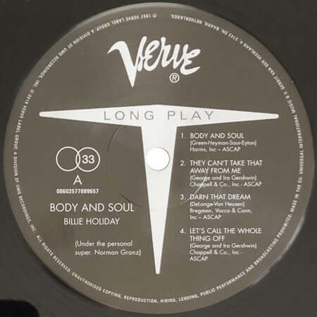 Billie Holiday ~ Body And Soul (Vinyl) - Djungel & Jazz