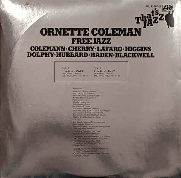 Ornette Coleman : Free Jazz (LP, Album, RE, Gat)