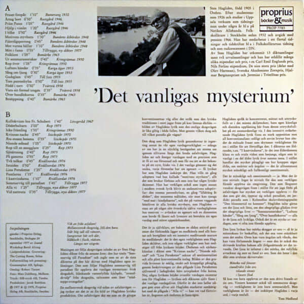Sten Hagliden : Mejslingar : Sten Hagliden Läser Egna Dikter Från Åren 1932-1977 (LP, Album)