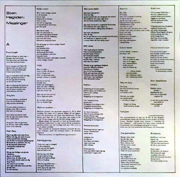 Sten Hagliden : Mejslingar : Sten Hagliden Läser Egna Dikter Från Åren 1932-1977 (LP, Album)