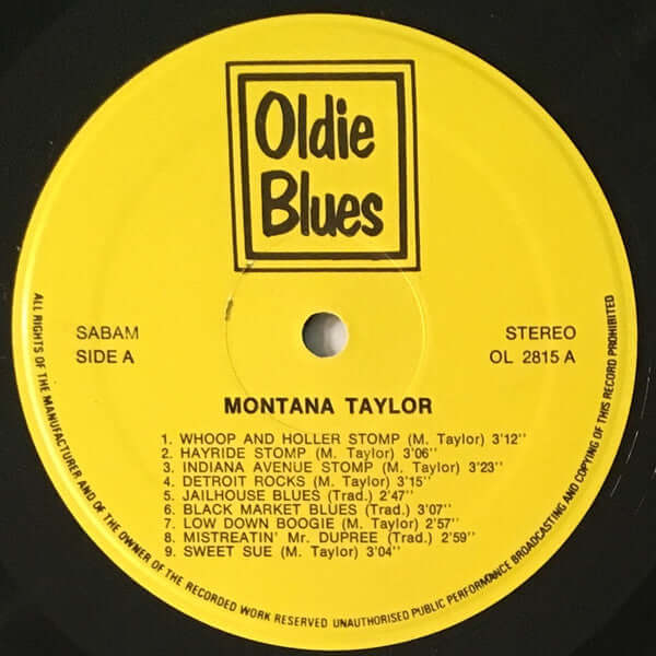 Montana Taylor : Montana's Blues (LP, Comp)
