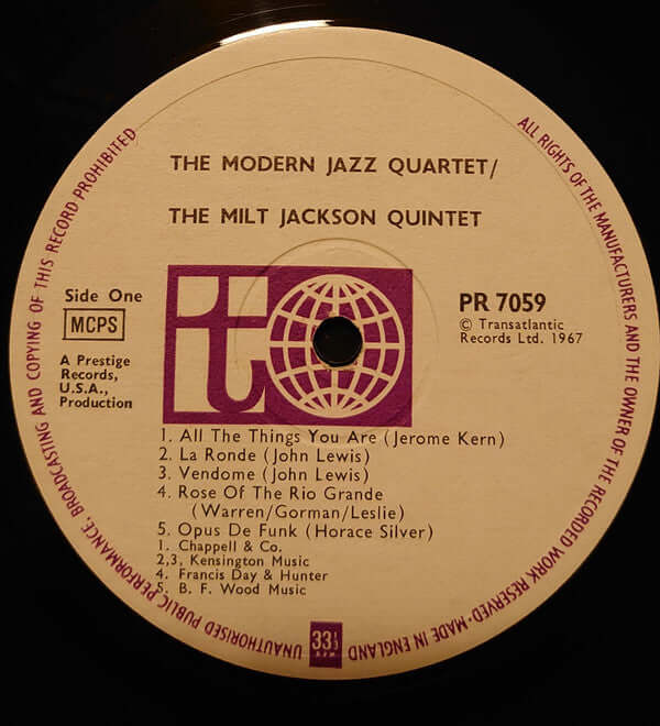The Modern Jazz Quartet / Milt Jackson Quintet : Modern Jazz Quartet / Milt Jackson Quintet (LP, Comp, RE, RM)