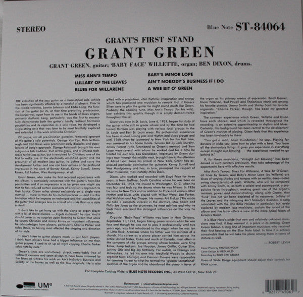 Grant Green ~ Grant's First Stand (Vinyl) - Djungel & Jazz