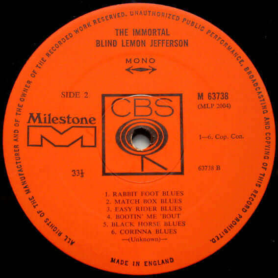 Blind Lemon Jefferson ~ The Immortal Blind Lemon Jefferson (Vinyl) - Djungel & Jazz