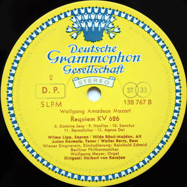 Wolfgang Amadeus Mozart ‧ Wilma Lipp ‧ Hilde Rössel-Majdan ‧ Anton Dermota ‧ Walter Berry ‧ Wiener Singverein ‧ Berliner Philharmoniker ‧ Dirigent: Herbert von Karajan : Requiem KV 626 (LP)