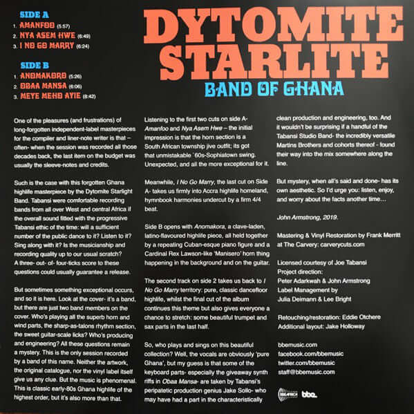 Dytomite Starlite Band Of Ghana ~ Dytomite Starlite Band Of Ghana (Vinyl) - Djungel & Jazz