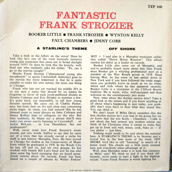 Frank Strozier ~ Fantastic (Vinyl) - Djungel & Jazz