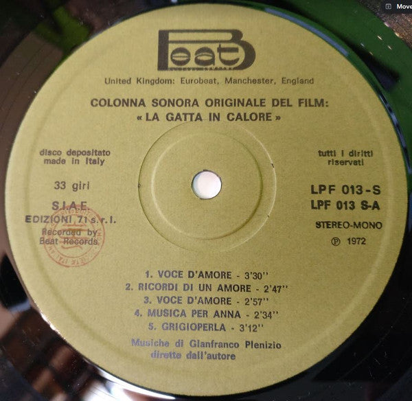 Gianfranco Plenizio : La Gatta In Calore (LP, Album)
