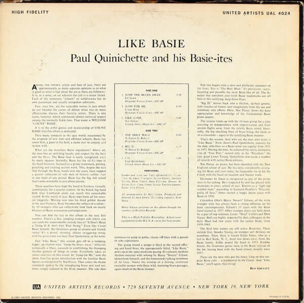 Paul Quinichette And His Swingtette ~ Like Basie! (Vinyl) - Djungel & Jazz