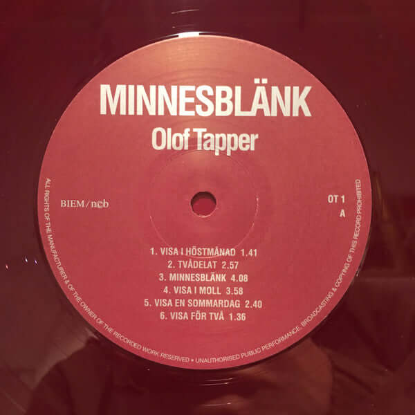 Olof Tapper : Minnesblänk (LP, Album)