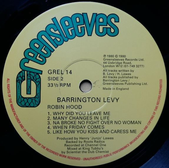 Barrington Levy ~ Robin Hood (Vinyl) - Djungel & Jazz