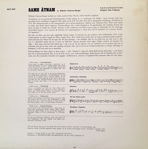 Wilhelm Peterson-Berger : Same Ätnam, Symphony N:o 3 (LP, Mono)