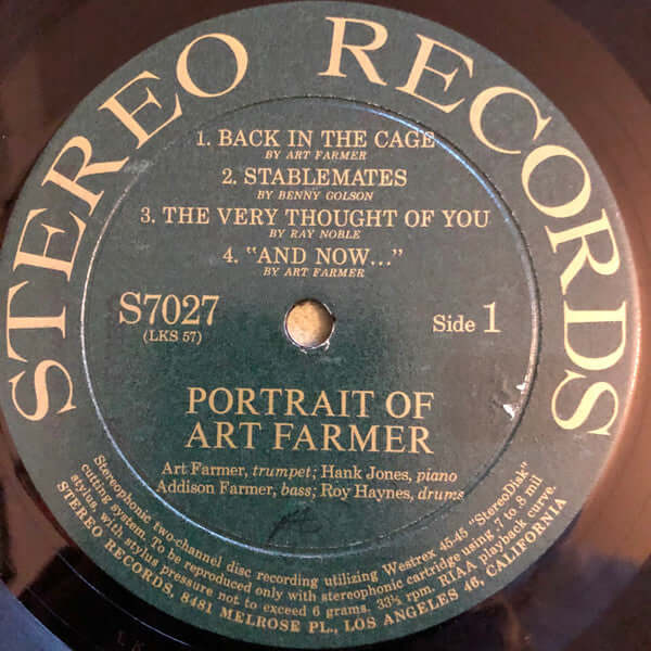Art Farmer : Portrait Of Art Farmer (LP, Album, Dar)