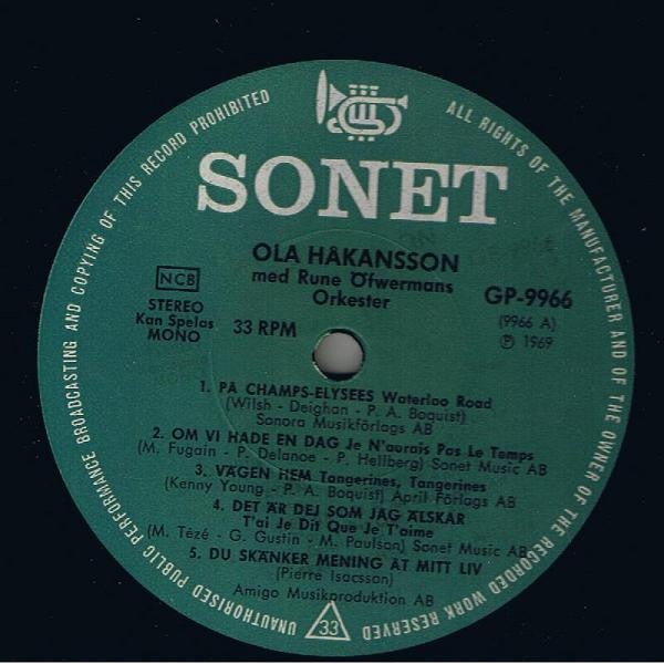 Ola Håkansson Med Rune Öfwermans Orkester ~ Ola Solo (Vinyl) - Djungel & Jazz