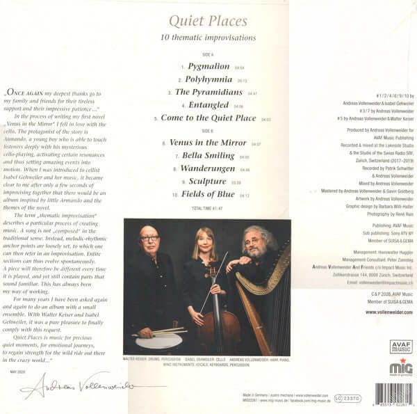 Andreas Vollenweider Featuring Isabel Gehweiler ~ Quiet Places (Vinyl) - Djungel & Jazz