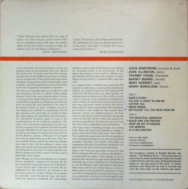 Louis Armstrong & Duke Ellington ~ Recording Together For The First Time (Vinyl) - Djungel & Jazz