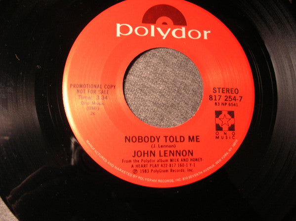 John Lennon : Nobody Told Me (7", Single, Promo)