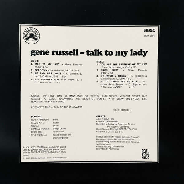Gene Russell ~ Talk To My Lady (Vinyl) - Djungel & Jazz
