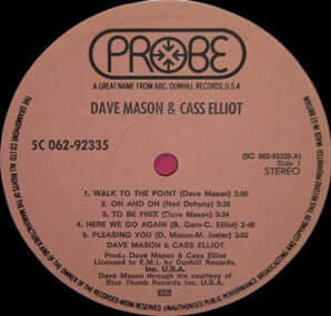 Dave Mason & Cass Elliot ~ Dave Mason & Cass Elliot (Vinyl) - Djungel & Jazz