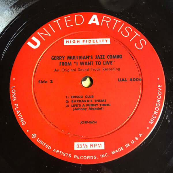 Gerry Mulligan : The Jazz Combo From "I Want To Live!" (LP, Album, Mono, Mic)