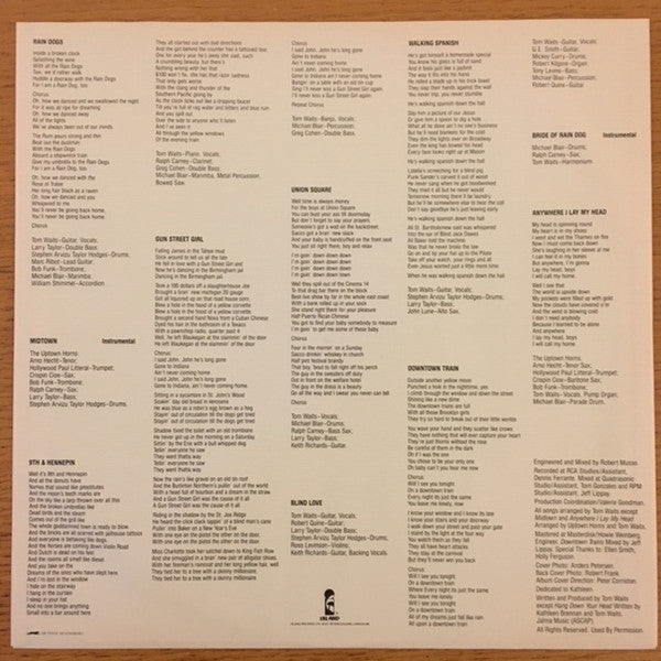 Tom Waits : Rain Dogs (LP, Album)