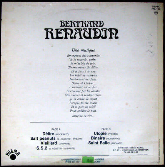 Bertrand Renaudin ~ Délire Et Utopie (Vinyl) - Djungel & Jazz