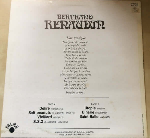 Bertrand Renaudin ~ Délire Et Utopie (Vinyl) - Djungel & Jazz