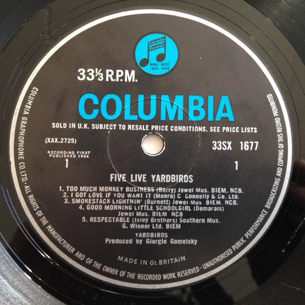 The Yardbirds : Five Live Yardbirds (LP, Album, Mono)