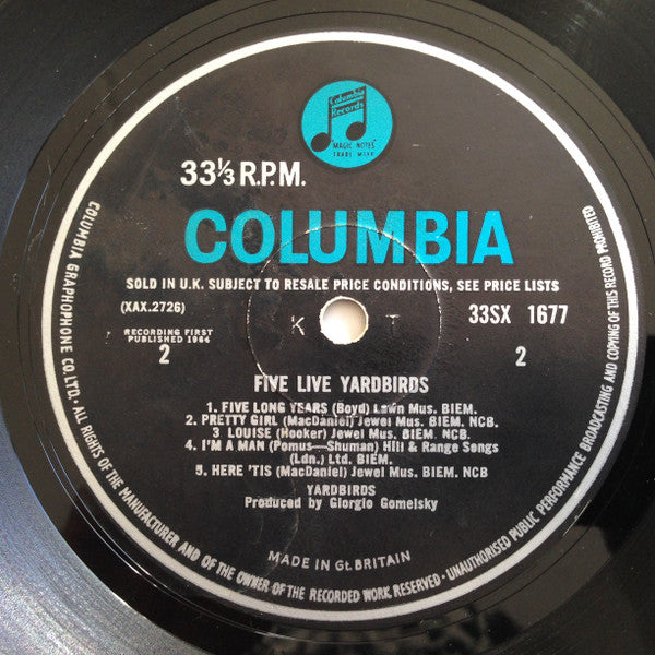 The Yardbirds : Five Live Yardbirds (LP, Album, Mono)