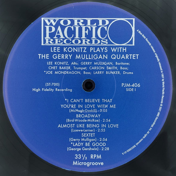 Lee Konitz Plays With The Gerry Mulligan Quartet ~ Lee Konitz Plays With The Gerry Mulligan Quartet (Vinyl) - Djungel & Jazz